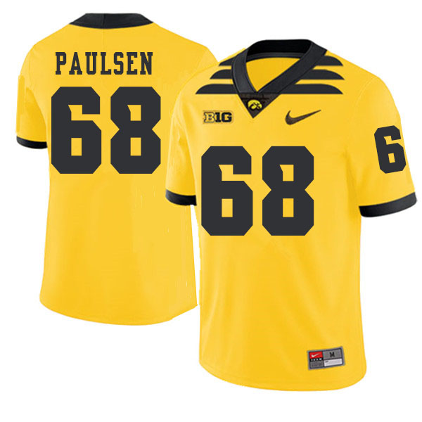 2019 Men #68 Landan Paulsen Iowa Hawkeyes College Football Alternate Jerseys Sale-Gold